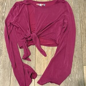 Urban Outfitters Maroon Tie-Front Blouse